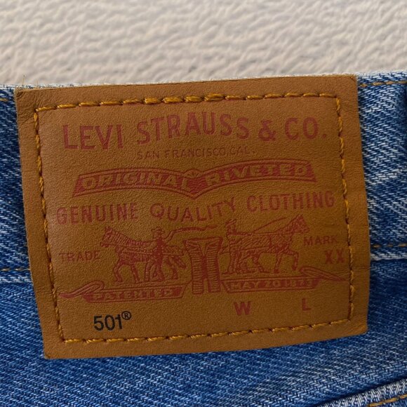 Levis Premium 501 Women's Denim Shorts 24 Distressed High-Waisted - Picture 4 of 11